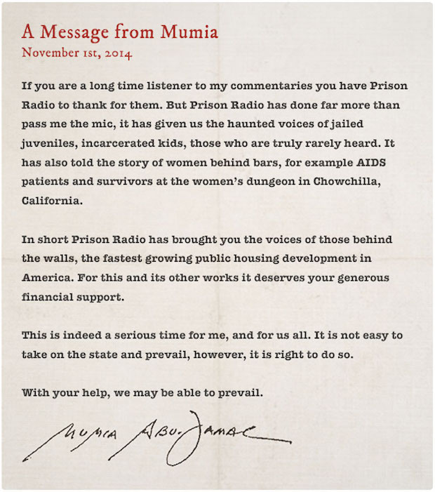 Note from Mumia